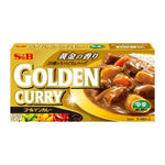 S&B Golden Curry Sauce Medium Hot 198g dry grocery package with yellow label and product information.