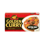 S&B Golden Curry Extra Hot 220g dry curry mix in a yellow box, designed for flavorful Japanese-style curry dishes
