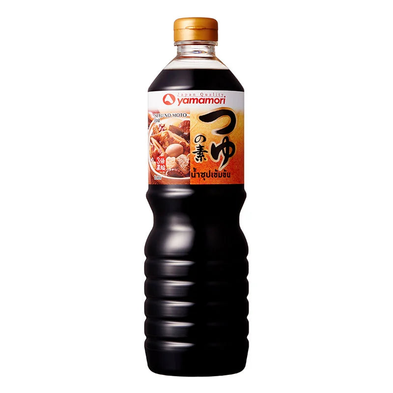 YAMAMORI Tsuyu No Moto 3X concentrated soup base in a 1L bottle, Japanese cooking ingredient for flavorful broths and sauces