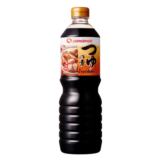 YAMAMORI Tsuyu No Moto 3X concentrated soup base in a 1L bottle, Japanese cooking ingredient for flavorful broths and sauces