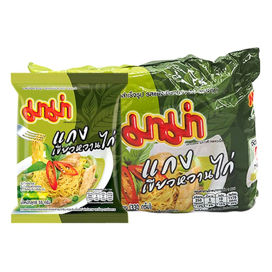 MAMA Instant Noodles Chicken Green Curry Flavor 55g x6