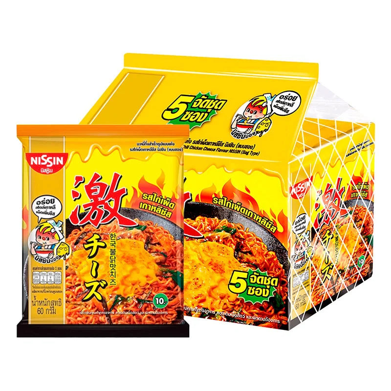 NISSIN Instant Noodles Korean Hot Chicken Cheese Flavor 60g x5