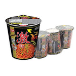 Nissin Premium Cup Korean Hot Chilli Chicken instant noodles in 71g dry grocery package, with spicy chili chicken flavor and noodle cup.