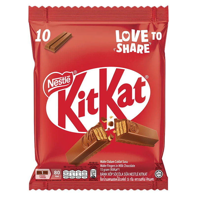 KITKAT Funbag 150g featuring multiple chocolate wafer bars in colorful packaging, perfect for sharing and snacking.