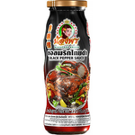 Nong Porn Black Pepper Sauce in a bottle, ready for cooking, with a rich dark color and label visible in the image.