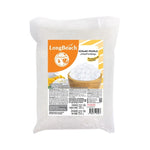 LongBeach Thai sticky rice with coconut milk and konjac, dry grocery product, served in a bowl with coconut slices and rice grains