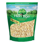 Heritage slivered almonds in a clear container, showing the light brown, thinly sliced almonds used in baking and cooking.