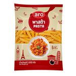 Dry grocery ARO Penne Pasta 1kg bag, showing golden Italian-style pasta with ridged surface in a clear package.