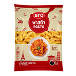A package of ARO Fusilli Pasta 1kg, dry grocery product showing uncooked spiral-shaped pasta in a clear bag.