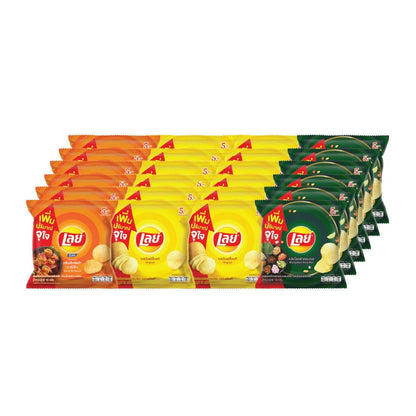 LAY'S Potato Chips Set Salt+bbq+miengkum 24 Bags 13g