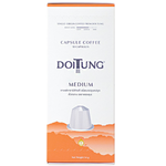 Doi Tung Doitung Medium Roasted Coffee capsule for drinks, showing a row of coffee capsules on a white background.
