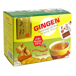 Gingen Instant Ginger with Honey drink package, showing the box with ginger and honey flavor, ready for quick preparation.