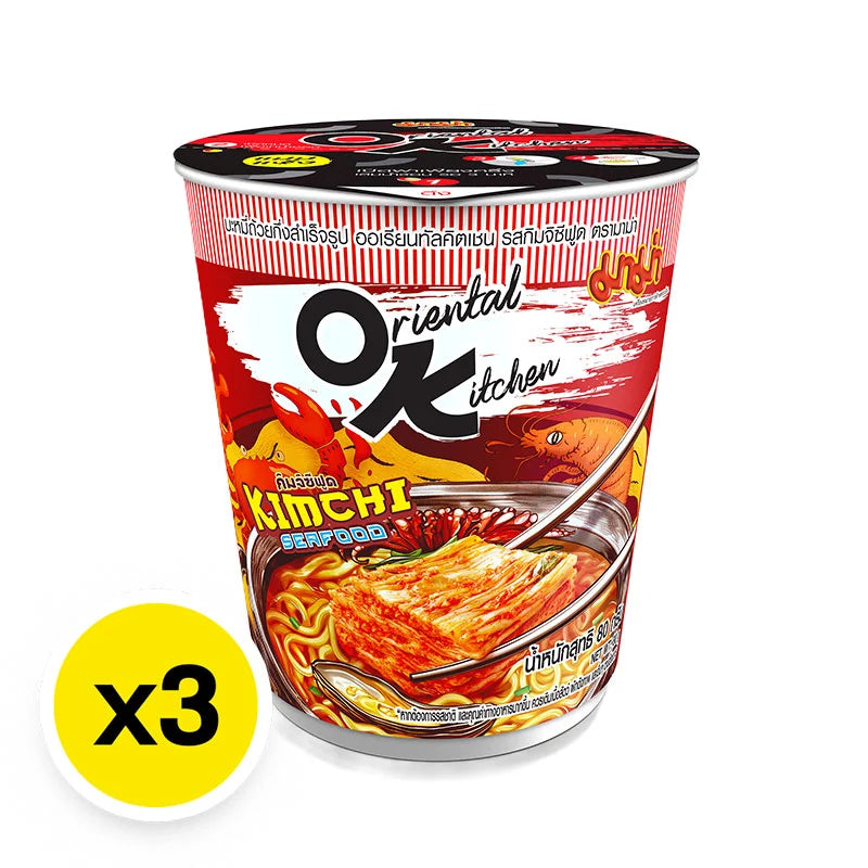 Mama Oriental Kitchen Instant Cup Noodles Kimchi Seafood 80g x3