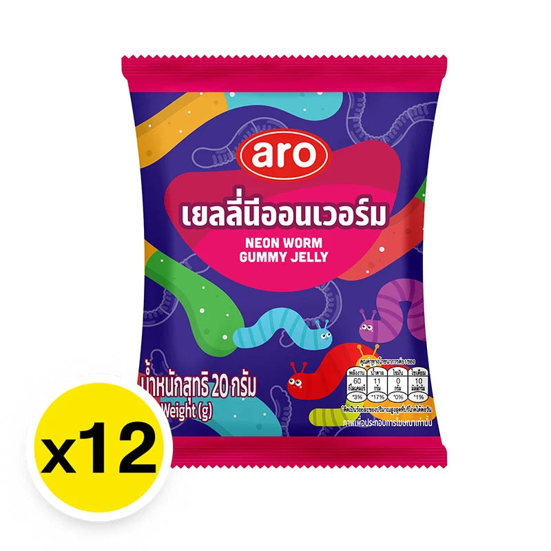 ARO Neon Worm Gummy Jelly 20g x12