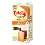 Falcon Extra Evaporated Creamer 1L bottle, dry grocery product with a white creamy liquid inside, ready for cooking or beverages.