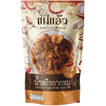 Mae Aew Spicy Crispy Pork Rind in a bag, showing the spicy pork snack with crispy texture and bold flavor branding.