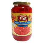 Fresh S&W red cherries with stems, ripe and vibrant, ready for snacking or cooking.