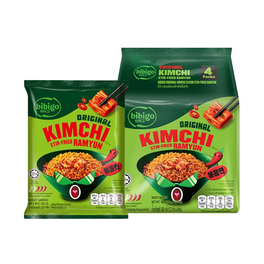 BIBIGO Instant Noodles Stir Fried Ramyun Kimchi Flavor 122g x4