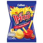 Jaxx Potato French Fries with Tomato Sauce, crispy snack served with tangy tomato sauce in a colorful packaging.