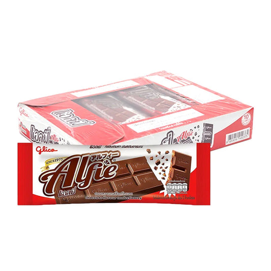 ALFIE Chocolate 31g bar, 20-pack, featuring smooth milk chocolate with a glossy finish and individual wrappers.