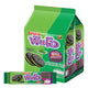 FUN-O sandwich cookies with green tea filling, 12 pieces, showing the packaged cookies with green tea filling visible inside