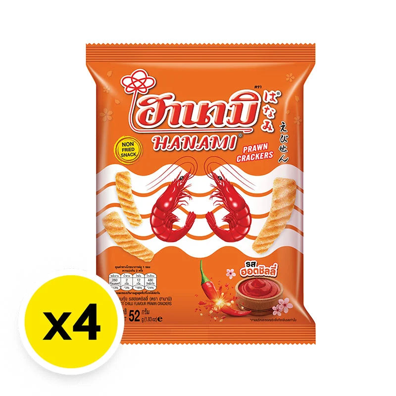 Hanami Prawn Cracker Hot & Chili 52g x4