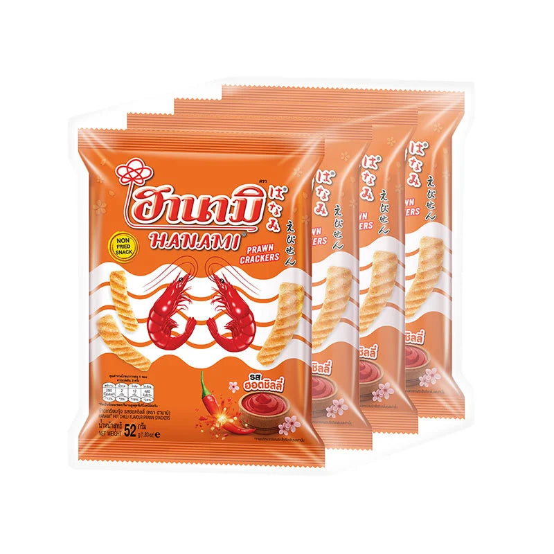 Hanami Prawn Cracker Hot & Chili 52g x4