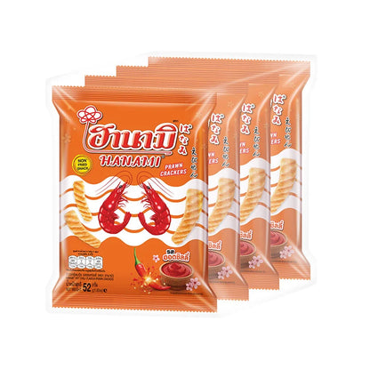 Hanami Prawn Cracker Hot & Chili 52g x4