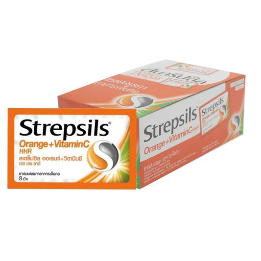 STREPSILS Throat Lozenges Orange Vitamin C HHR 8 Pcs 24 Sachets