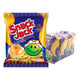 SNACKJACK spicy volcano scallops flavored green pea snack, 62g pack, shown in a colorful snack bag.