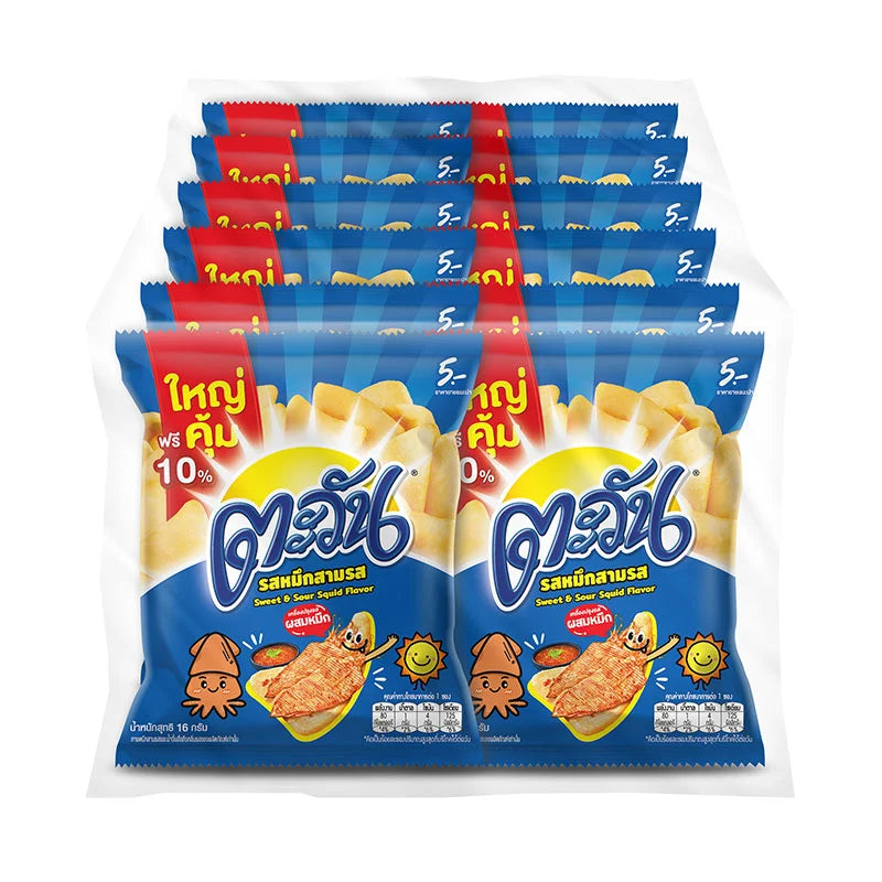 TAWAN Tapioca Chips Sweet & Sour Squid Flavor 16g x12