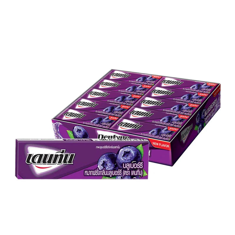 Dentyne Blueberry Stick Gum in 12.5g pack, showing fresh blueberry-flavored chewing gum sticks from the Dentyne brand.