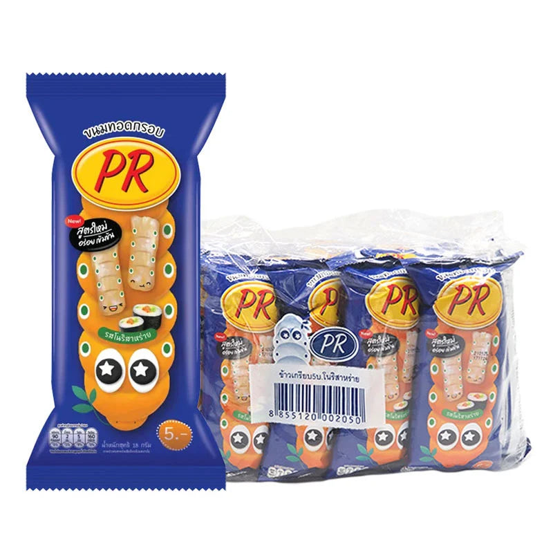 PR Extrude Nori Seaweed 18g snack pack, showing crispy, dark green seaweed sheets with textured surface in a clear package.