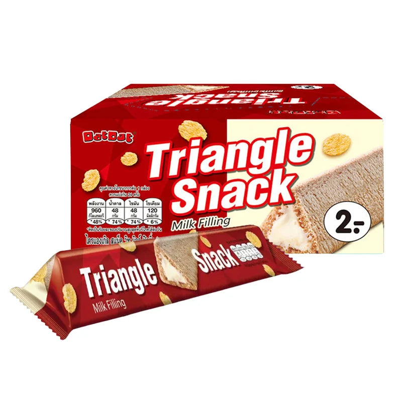 TRIANGLE Milk Wafer Cookies, 6.5g each, 24-pack, crispy wafer with creamy milk filling in a colorful package