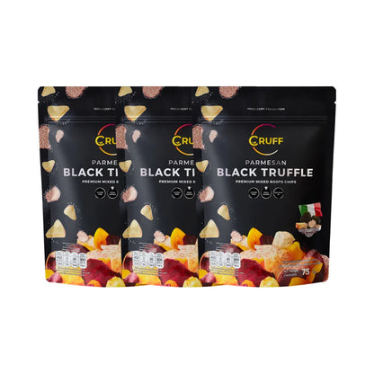 CRUFF Multi-colored Fried Crispy Potatoes Parmesan Black Truffle