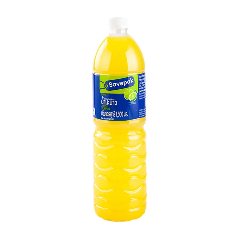 SAVEPAK Lime Flavoring bottle, 1.5L, with bright green label and lime image, for adding citrus flavor to recipes.