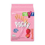 Pocky Share Strawberry snack box with crunchy biscuit sticks coated in strawberry-flavored cream, 133g.