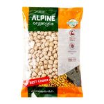Alpine Kabuli Chana Dal in 500g package, dry grocery product, showing beige chickpeas with a smooth surface
