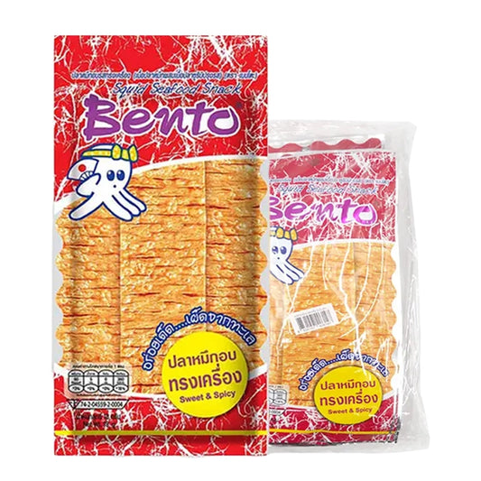 BENTO Cuttle Fish 18G/20G packaged in a box, ready for cooking, with 36 pieces of fresh seafood from the BENTO brand.