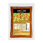 Jarome Red Curry Paste 400g jar in a clear container, showcasing vibrant red Thai curry flavor for cooking.