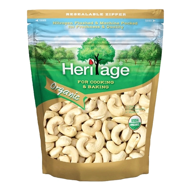HERITAGE Organic Raw Whole Cashew Nuts 250g
