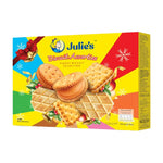Julie's Biscuit Assorties 192.5g box of assorted dry grocery snacks and confectionery with various biscuit varieties.