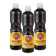 Three bottles of MAE KRUA GOLD LABEL BRAND Soybean Sauce Formula 1, 700 ml each, with clear label and golden cap.