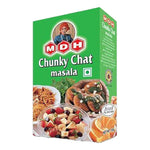MDH Chunky Chat Masala 100g jar with label showing dry grocery spice blend for Indian cuisine.