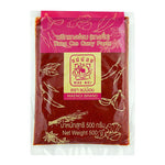 MAE NOI Kang Om Curry Paste 500g in a plastic jar, traditional Thai dry grocery product with red and yellow label branding.