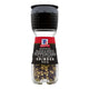 Close-up of MCCORMICK black and white peppercorns in a 35g jar, showing the mixed peppercorns with textured black and white surfaces.