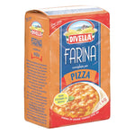 Divella Plain Farina Pizza Flour 1kg bag, a dry grocery product for making pizza dough, with a white flour sack and branding.