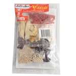Rex Chinese herb in a clear container, showing dried medicinal herbs used in traditional Chinese cooking and medicine.