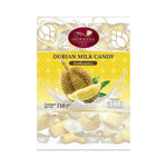 Sriwanna durian flavored milk candy in 110g package, close-up of the sweet confectionery with durian aroma.