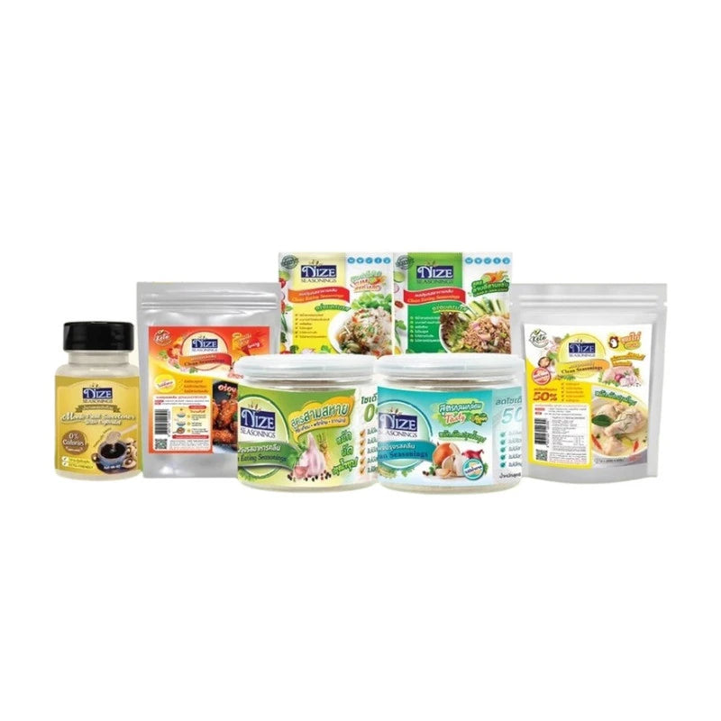 NIZE Clean Seasoning Powder for hypertension, featuring a colorful spice blend in a clear jar with a black lid.